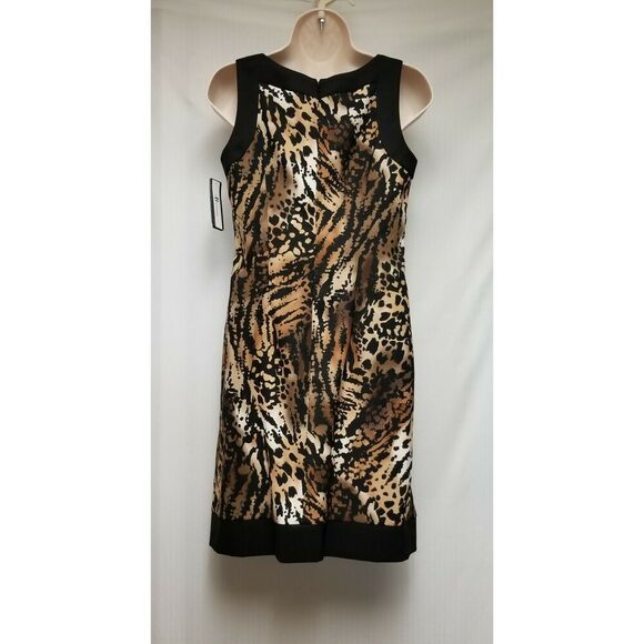 AB Studio Dress. Tiger Print. Black Trim. Size 4. Stretch Fabric. NWT - Picture 6 of 8